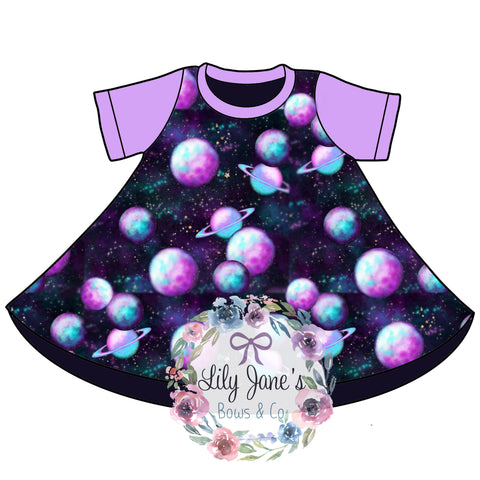 Purple Planets- Swing Dress